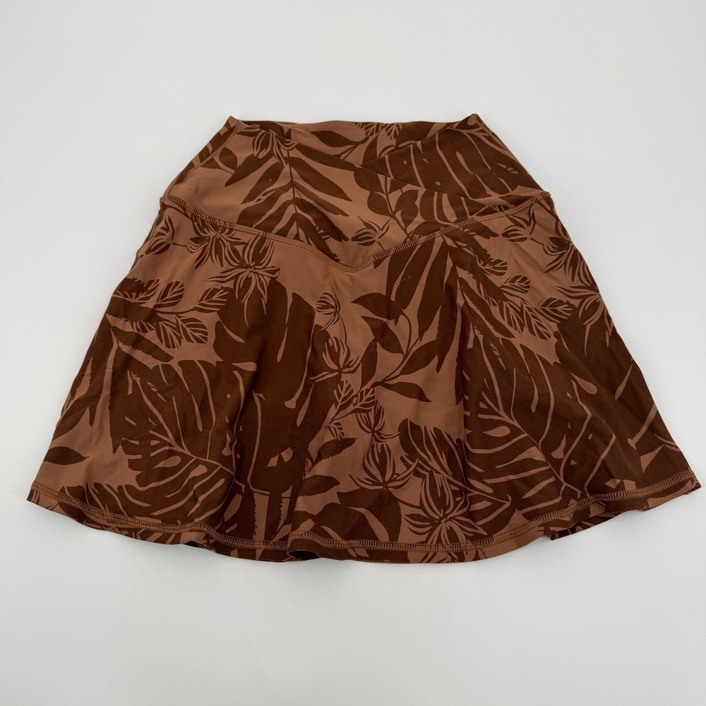 OFFLINE by Aerie Real Me Crossover Skort Brown Tropical Palm Leaf Small Tennis - Picture 2 of 9